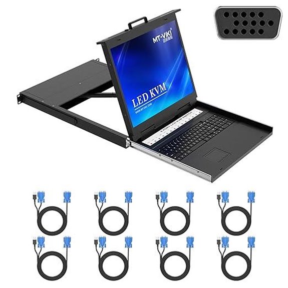 MT-VIKI 8-Port KVM Rack Console with 19 LCD
