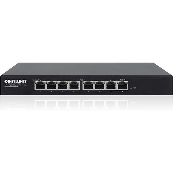Intellinet 8-Port PoE Gigabit Switch with Passthrough