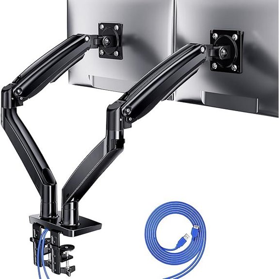 ErGear Dual Monitor Mount with USB Adjustable Black
