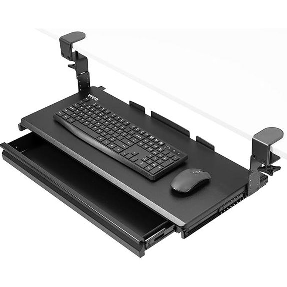 VIVO Adjustable Clamp-on Keyboard Tray with Drawer