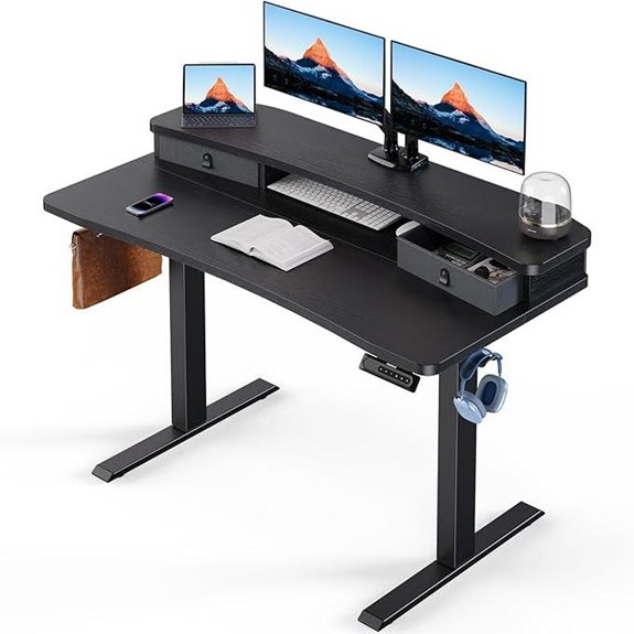HUANUO Electric Standing Desk with Drawers and Hooks