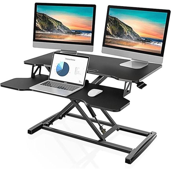 FITUEYES Adjustable Sit-Stand Desk Converter for Dual Monitors