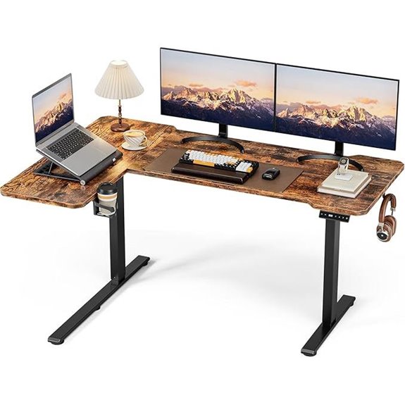 59-Inch Adjustable Height L-Shaped Standing Desk