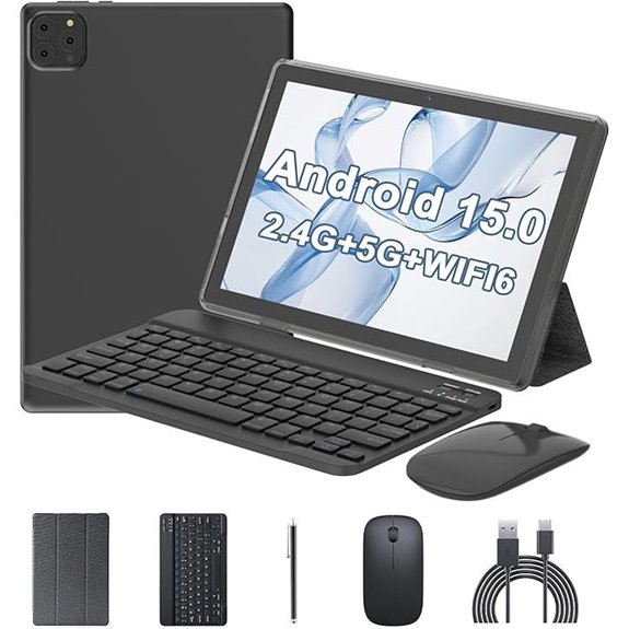 Android 15 10-Inch Tablet with Keyboard and Stylus