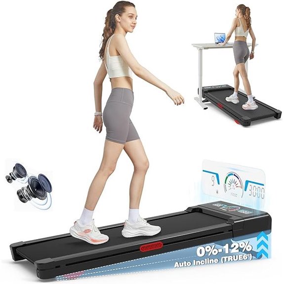 Walking Pad Treadmill with Auto Incline & LED Screen