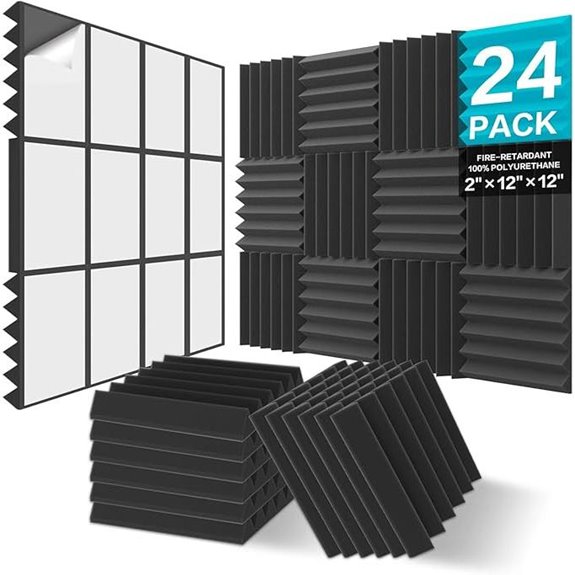 JBER 24 Acoustic Foam Panels Self-Adhesive Black