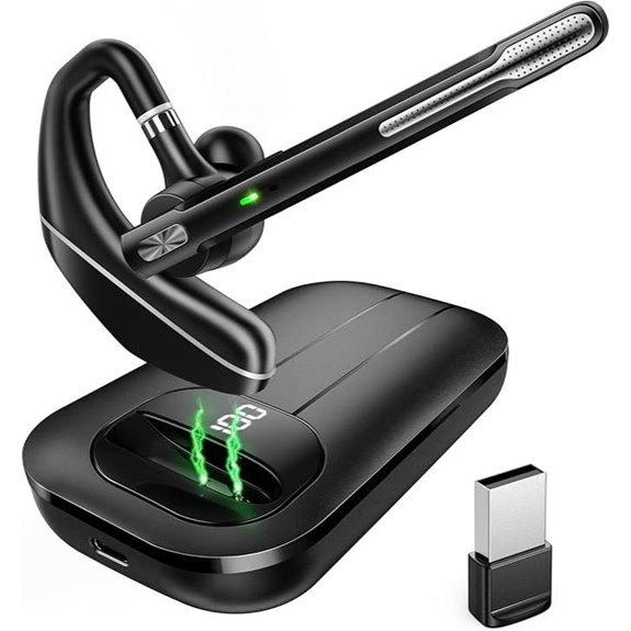 Bluetooth Headset V5.3 with 96H Talktime and Charging Case