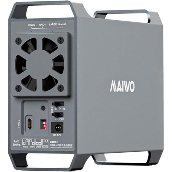 MAIWO Dual Bay SATA RAID Enclosure with Cooling Fan