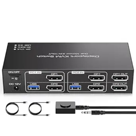 TJCXELE 2-Port DisplayPort KVM Switch with USB 3.0