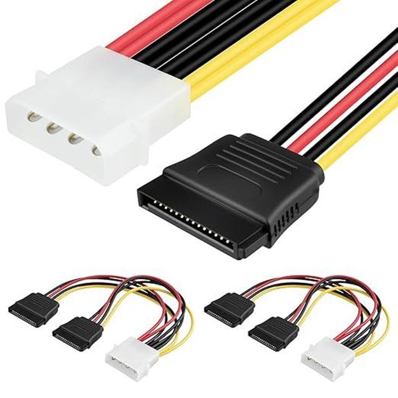 SDTC 4-Pin Male to Dual SATA Power Splitter (2 Pack)