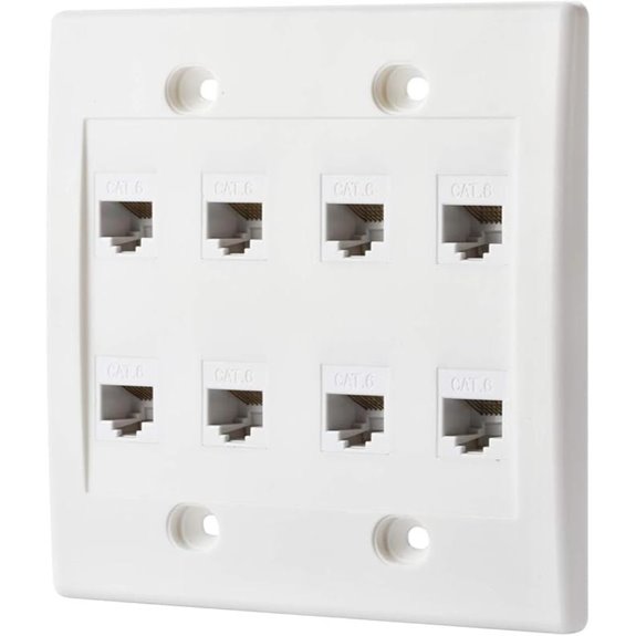 Cat6 Keystone Wall Plate 8 Ports White
