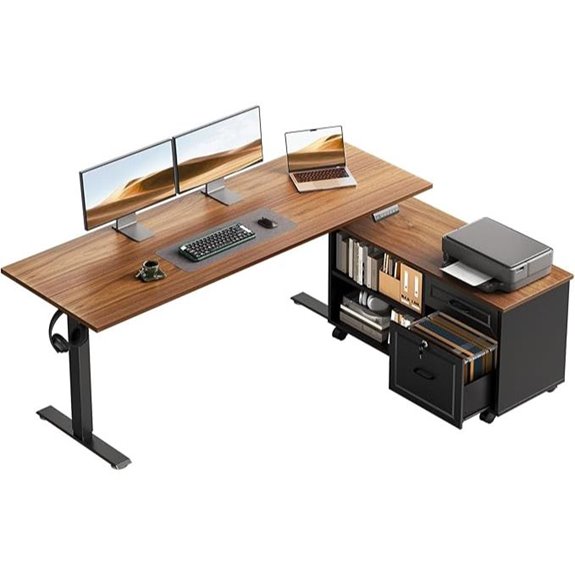 OffiGo 55 L-Shaped Electric Standing Desk Set