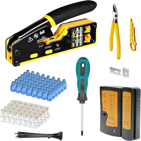RJ45 Crimp Tool Kit with Connectors and Tester