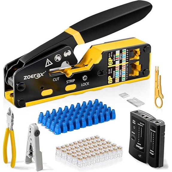 Ethernet Crimping Tool Kit with Connectors and Tester