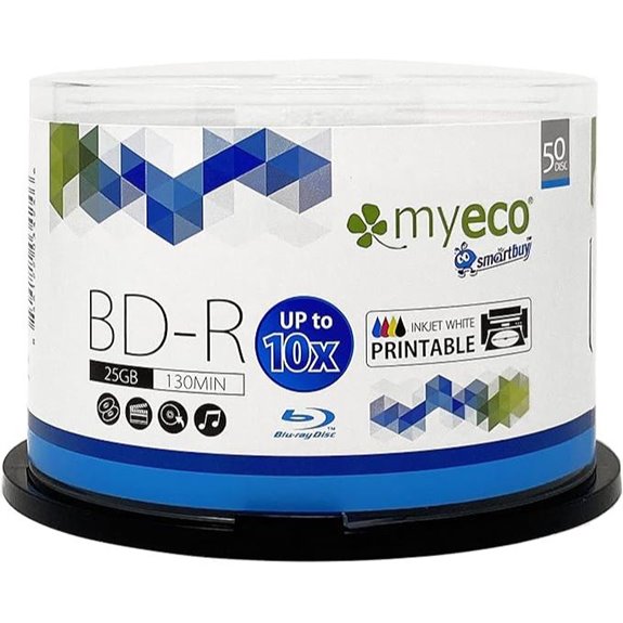 50-Pack Myeco Blu-ray Discs 25GB Printable Data Media