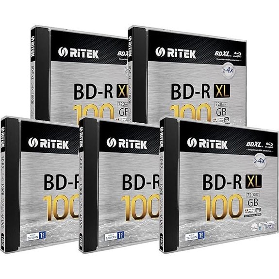 5 Pack Ritek BD-R XL 100GB Archival Discs