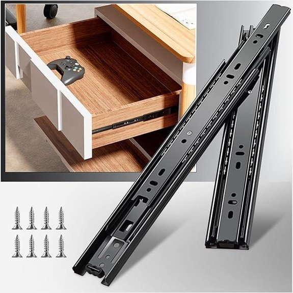 YENUO Full Extension Drawer Slides 10-24 Inch Black