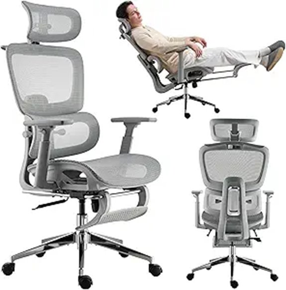 Mesh Office Gaming Chair with Footrest and Lumbar Support