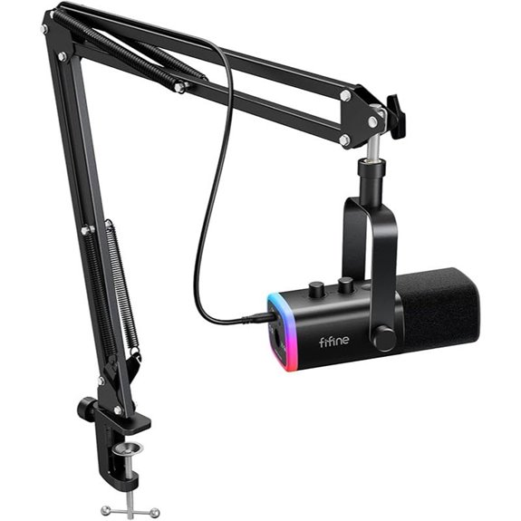 FIFINE Gaming Microphone Kit with Boom Arm and Headphones