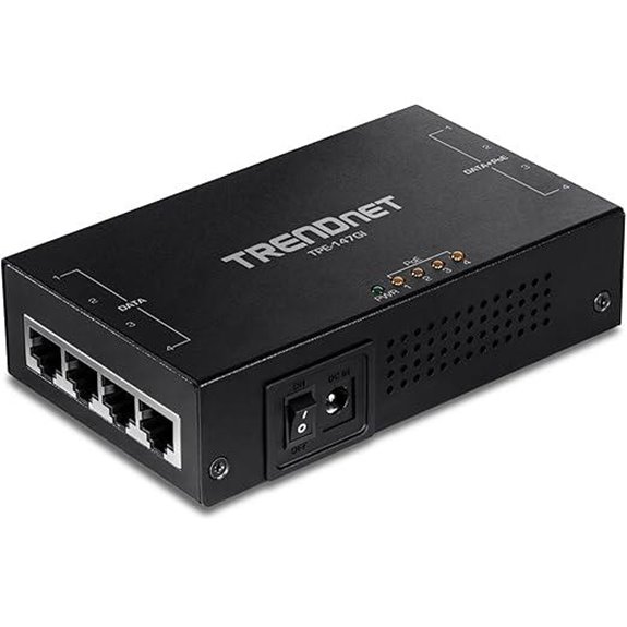 TRENDnet 65W 4-Port Gigabit PoE+ Injector