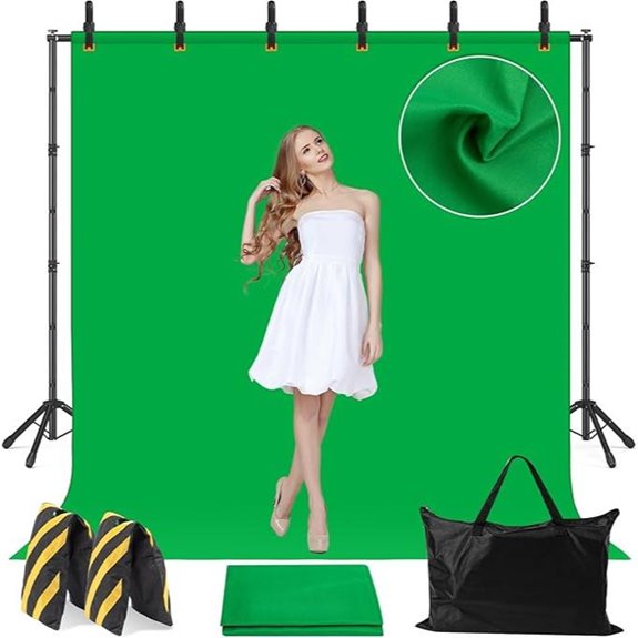 Backdrop Stand Kit with Green Screen and Accessories