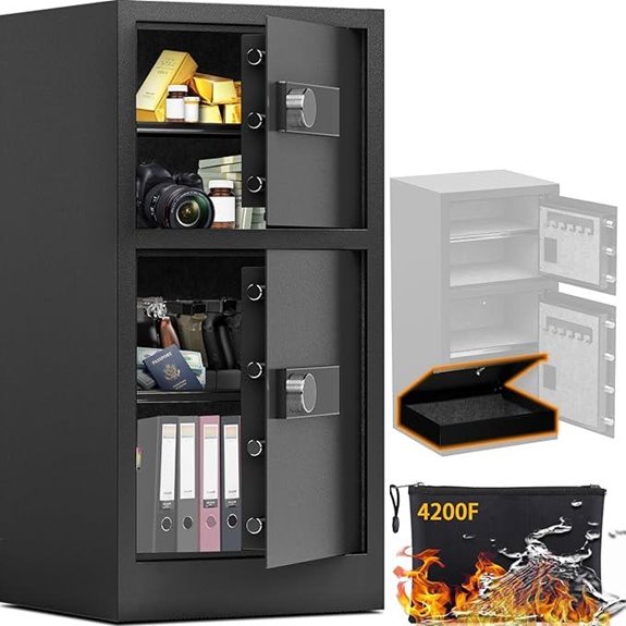 Heavy Duty Dual Door Safe with Fireproof Waterproof Bag