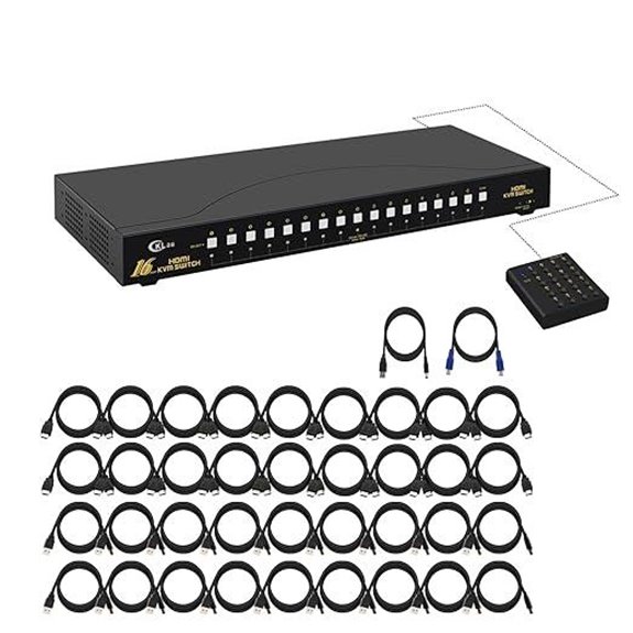 CKLau 4K HDMI KVM Switch 16 Ports with Cables
