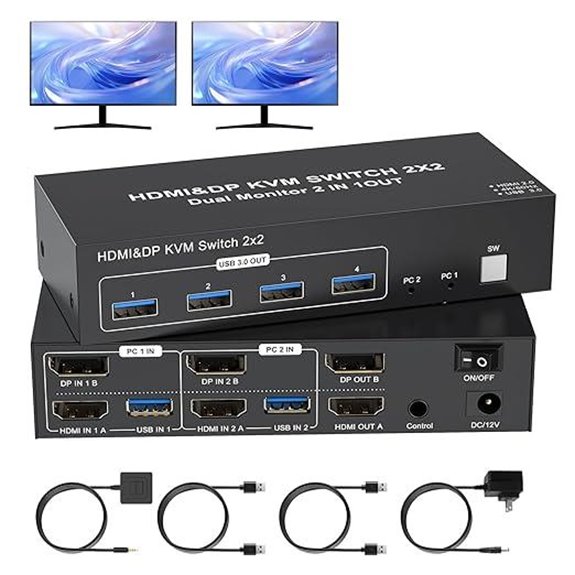 4K Dual Monitor KVM Switch with USB 3.0