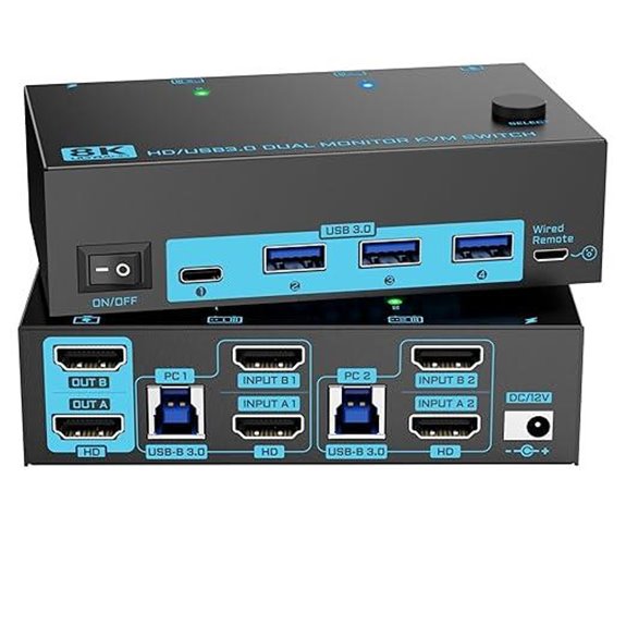 8K Dual Monitor KVM Switch with USB 3.0