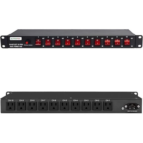 10-Outlet Horizontal PDU Power Strip with Surge Protection