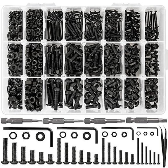 1724Pcs Metric Steel Hex Bolts and Nuts Kit