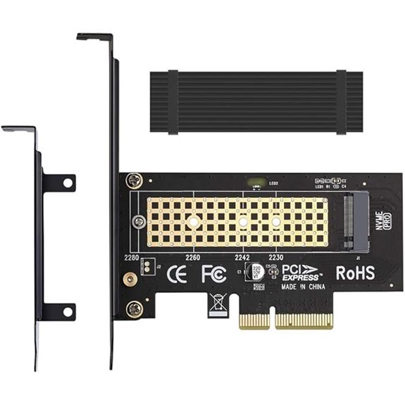 M.2 NVME to PCIe 3.0 x4 Adapter with Aluminum Heatsink Solution