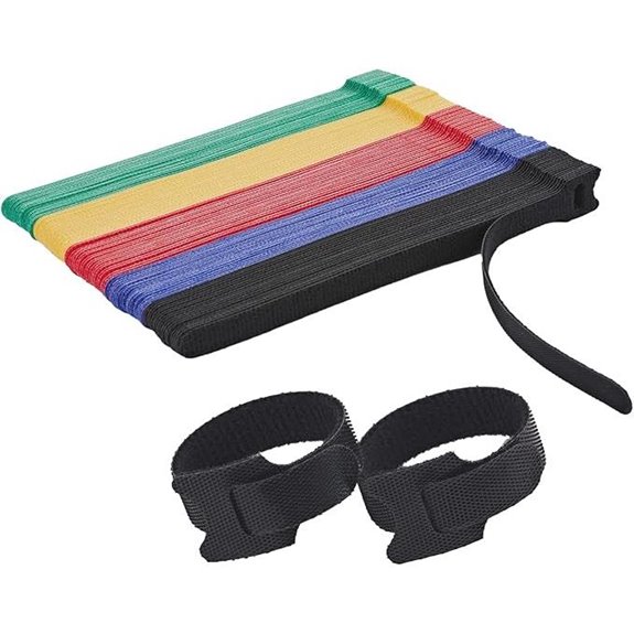 Reusable Cable Ties with Hook and Loop 8-Inch Multicolored