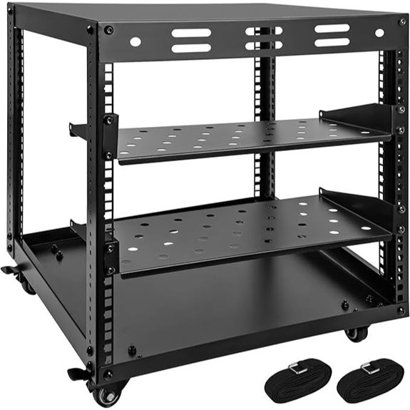 Open Frame Wall-Mount Server Rack with Shelves
