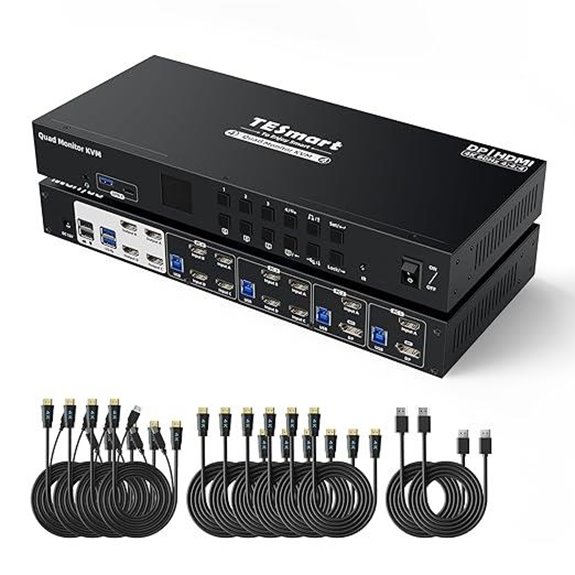 TESmart Quad 4K HDMI/DP MST KVM Switch with Cables