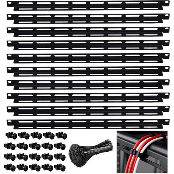 10 Pcs Rack Cable Management Kit with Ties and Screws