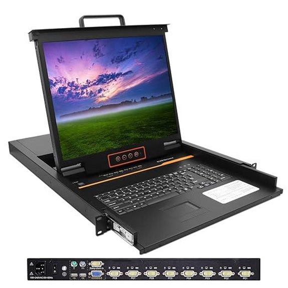 1U Rack Mount KVM Console with 8-Port VGA Switch