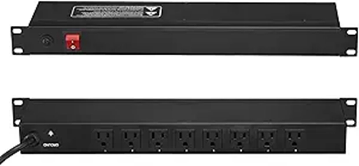 VEVOR 8-Outlet Rack Mount Power Strip with Surge