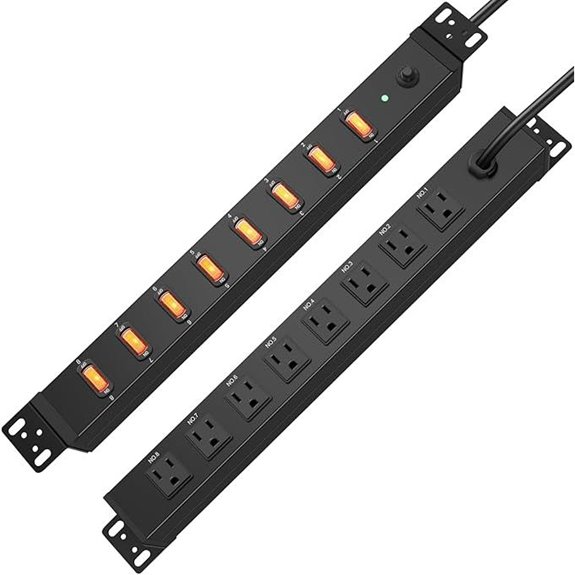 HHSOET 1U Rack Mount Surge Protector PDU