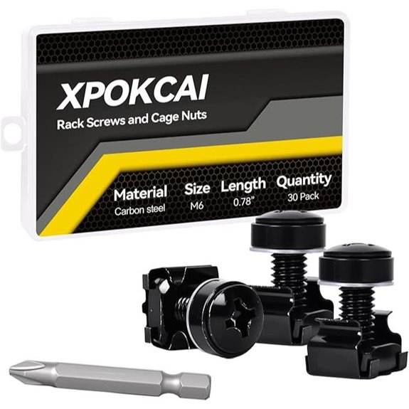 30-Pack M6 Rack Mount Screws and Cage Nuts