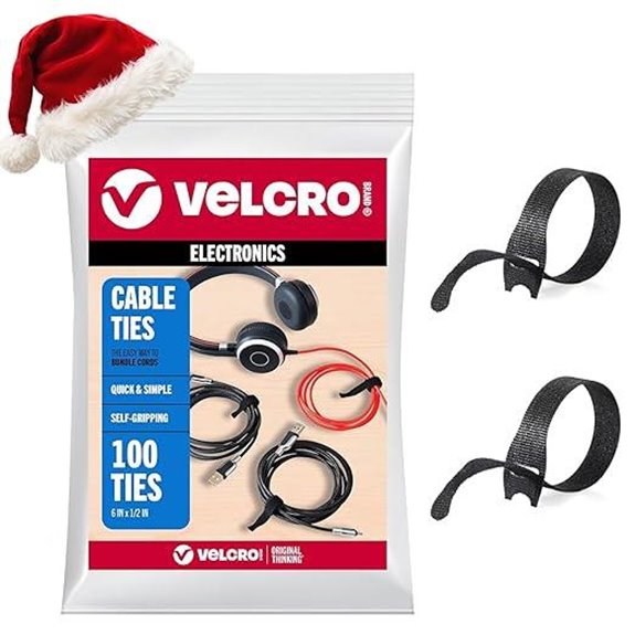 Velcro Reusable Cable Ties 100-Pack for Cords