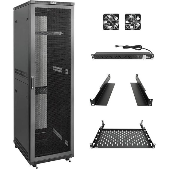 Tecmojo 42U Server Rack with PDU Fans Casters