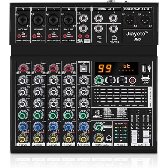 6-Channel DJ Mixer with Effects and Bluetooth