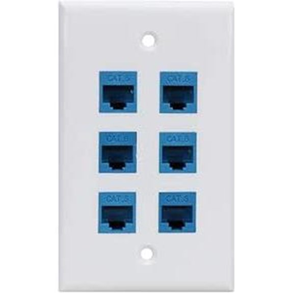 Cat6 Ethernet Wall Plate 6 Ports Blue