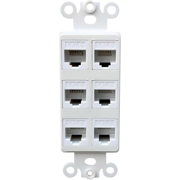 6 Port CAT6 Ethernet Wall Plate Insert