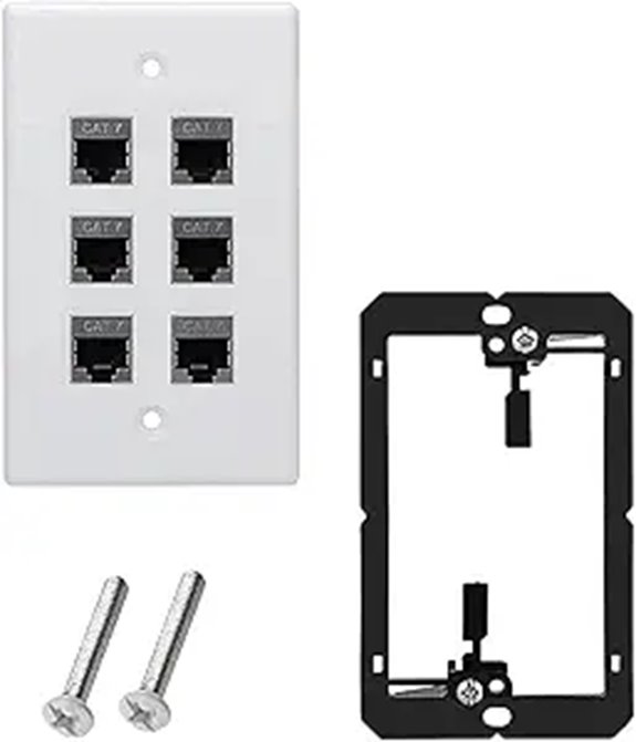 6-Port Ethernet Wall Plate with Bracket