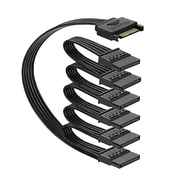 SATA Power Splitter Cable 6-Way 15 Pin