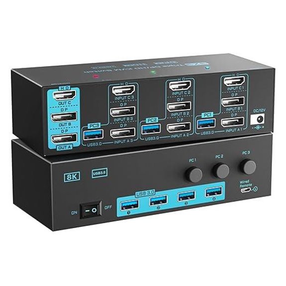 Triple Monitor KVM Switch with 8K/4K Support