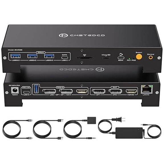 USB C KVM Docking Station for 3 Monitors and 2 Computers