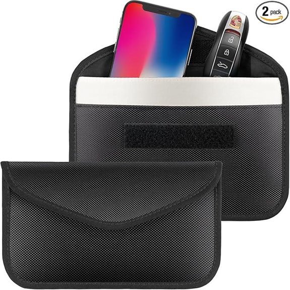 2 Pack Signal Blocking Faraday Phone & Key Bags